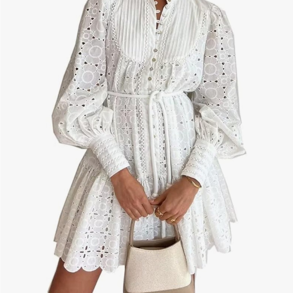 Elegant White Eyelet Dress